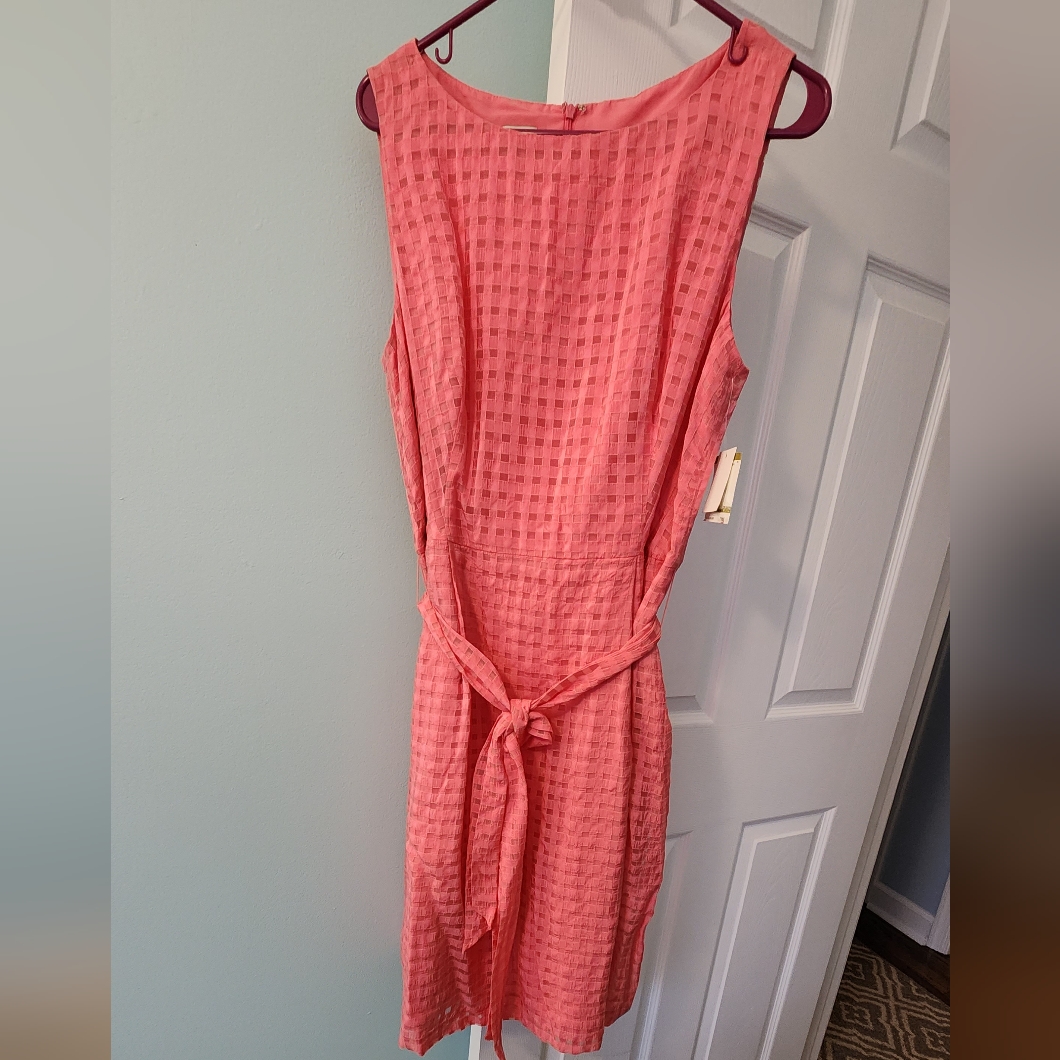 Anne Klein Coral Sheath Dress With Belt